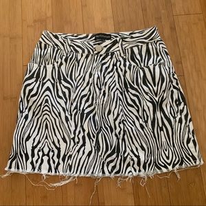 Pretty Little Thing Distressed Zebra Denim Skirt